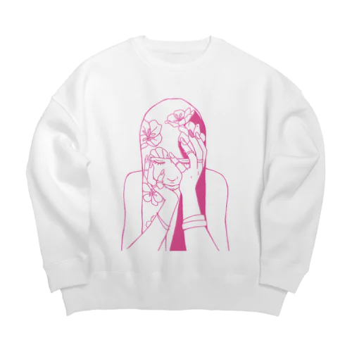 ピンク女の子ちゃん Big Crew Neck Sweatshirt