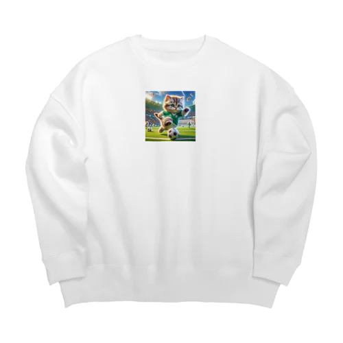 サッカーにゃんこ Big Crew Neck Sweatshirt