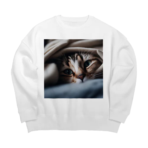 毛布の下に隠れている猫 Big Crew Neck Sweatshirt