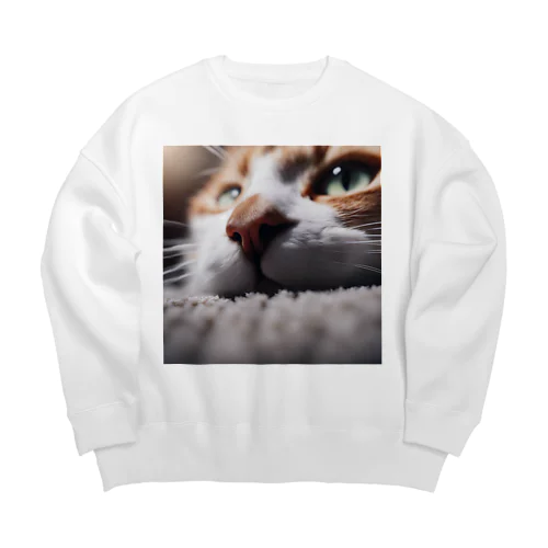 カーペットでごろんとする猫 Big Crew Neck Sweatshirt