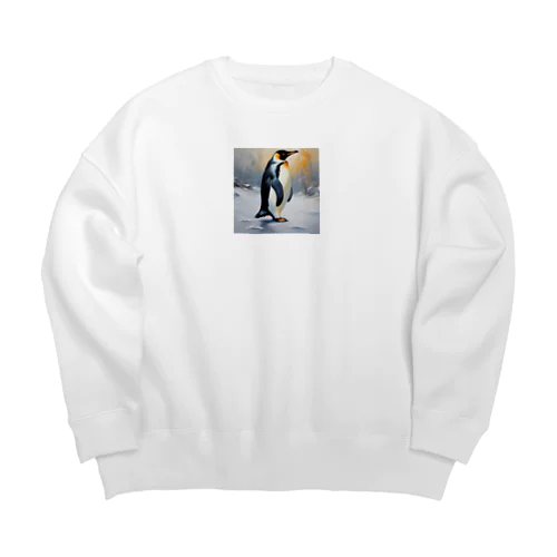 困難に立ち向かう勇敢なペンギン Big Crew Neck Sweatshirt