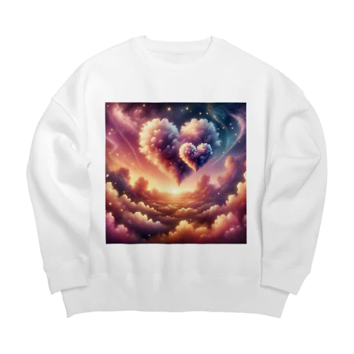 愛の宙(そら)に浮かぶ心 Big Crew Neck Sweatshirt