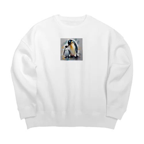 愛する家族と幸せに暮らすペンギン Big Crew Neck Sweatshirt