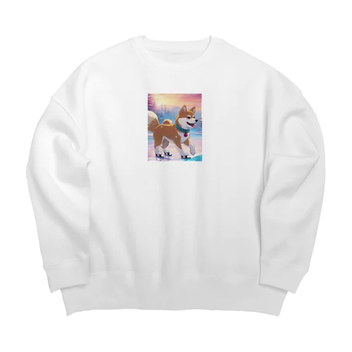 アイススケートする柴犬 Big Crew Neck Sweatshirt