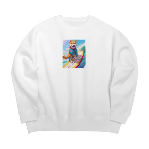 サーフィンする柴犬 Big Crew Neck Sweatshirt