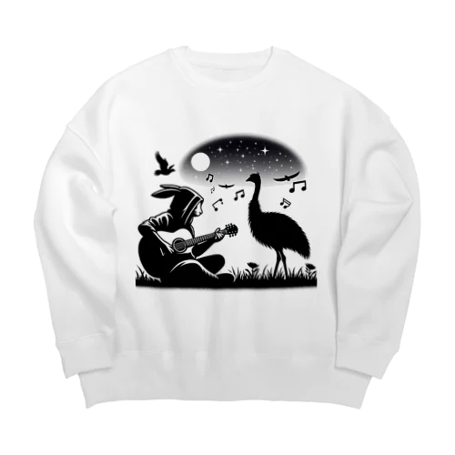 ウサギ　ギター　エミュー Big Crew Neck Sweatshirt