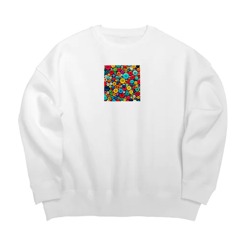 カラフルボタン Big Crew Neck Sweatshirt