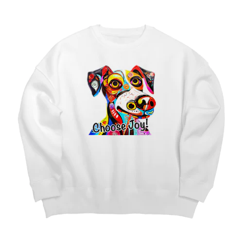 華やかな色合いが目を引く可愛らしい犬 Big Crew Neck Sweatshirt