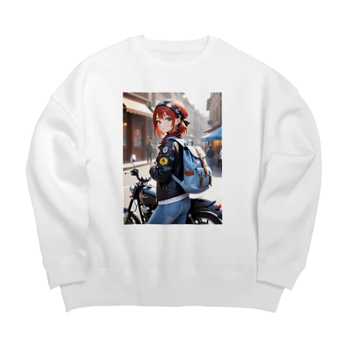 バイク女子そら Big Crew Neck Sweatshirt