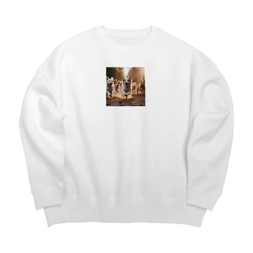 走り回っている犬達 Big Crew Neck Sweatshirt