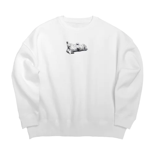 ねこごろり/モノクロ Big Crew Neck Sweatshirt