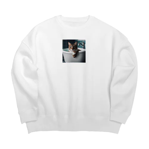 猫の入浴 Big Crew Neck Sweatshirt