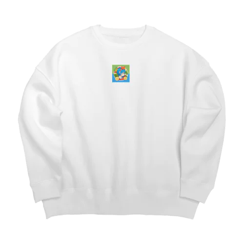 野菜に囲まれた女の子アイコン Big Crew Neck Sweatshirt