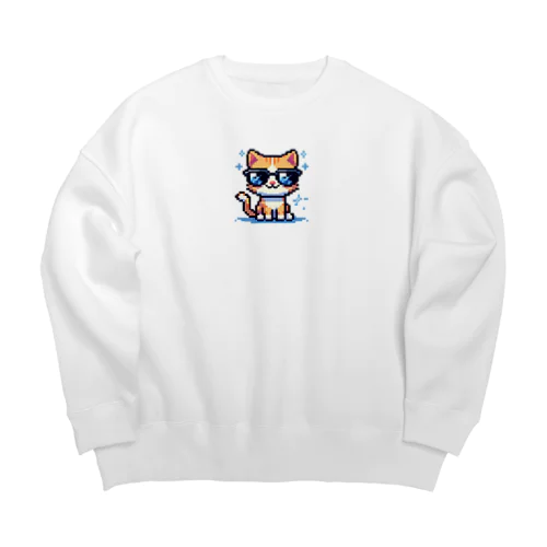 きらりんサングラスにゃんこ Big Crew Neck Sweatshirt