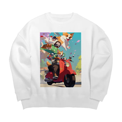 ワンちゃん休日を楽しむ　なでしこ1478 Big Crew Neck Sweatshirt