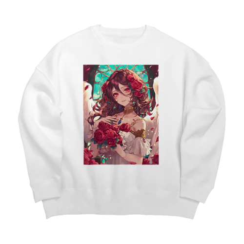 バラ好きの女性　なでしこ1478 Big Crew Neck Sweatshirt