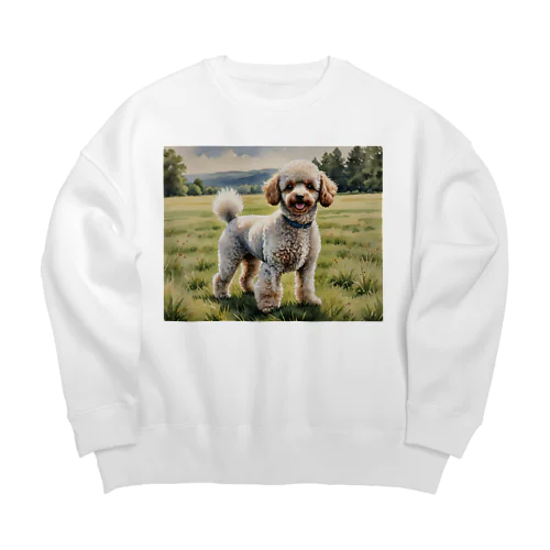 トイ・プードル　Toy Poodle　水彩画風 Big Crew Neck Sweatshirt