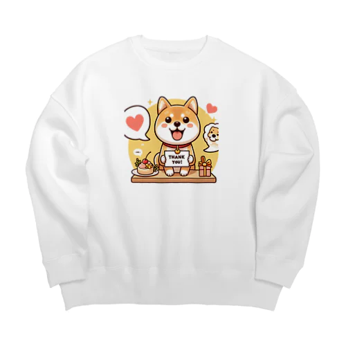 可愛らしい表情の柴犬が感謝の気持ちを込めて Big Crew Neck Sweatshirt