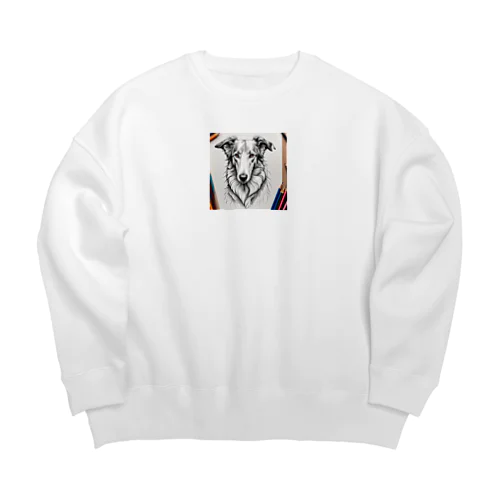  ボルゾイ（犬）をモチーフにしたわんちゃんNo.2 Big Crew Neck Sweatshirt