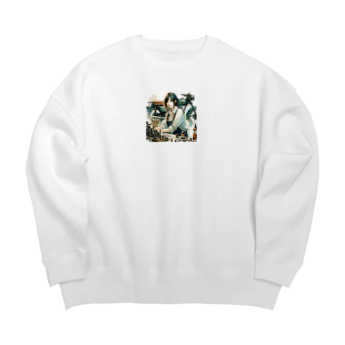 バイク女子サキ Big Crew Neck Sweatshirt