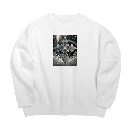 光る黒い十字架 Big Crew Neck Sweatshirt