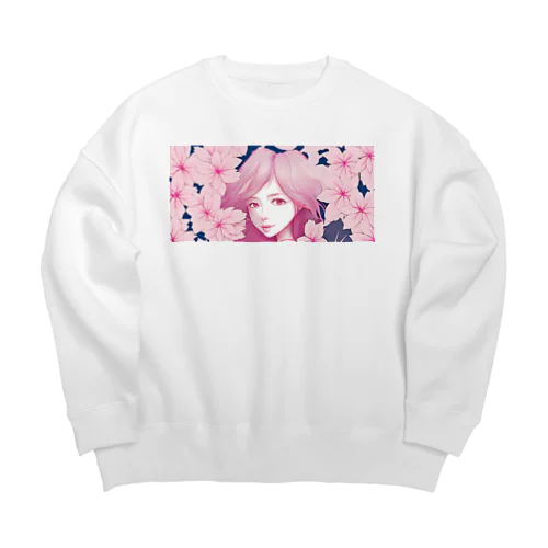 桜と少女 Big Crew Neck Sweatshirt