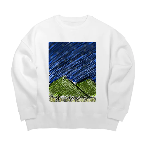 山と夜空 Big Crew Neck Sweatshirt