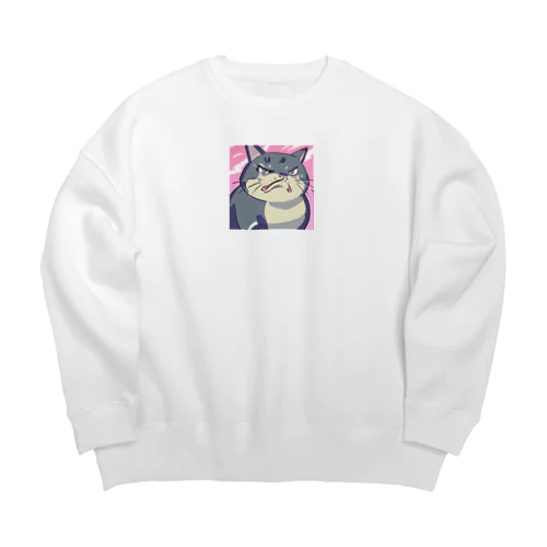 怒る猫 Big Crew Neck Sweatshirt