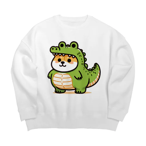 ワニの着ぐるみを着た柴犬のイラスト Big Crew Neck Sweatshirt