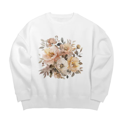 水彩風の花イラスト Big Crew Neck Sweatshirt