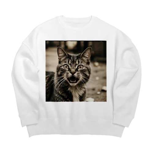 怒ってるネコ Big Crew Neck Sweatshirt