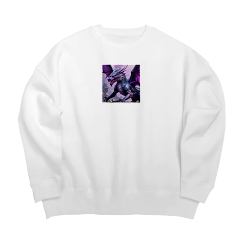 勇敢なドラゴン フラットベクトル Big Crew Neck Sweatshirt