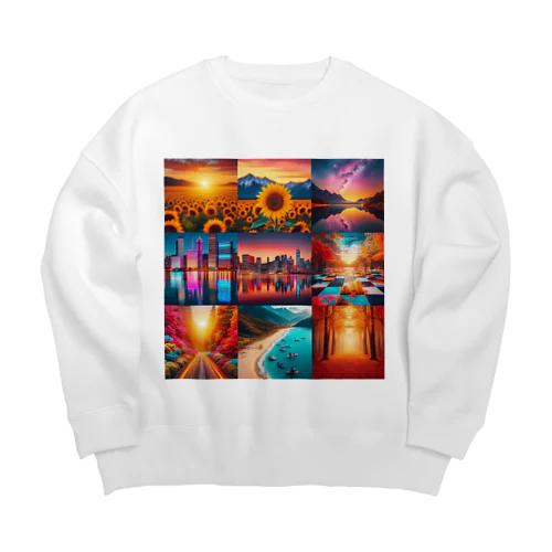 カラフル背景 Big Crew Neck Sweatshirt