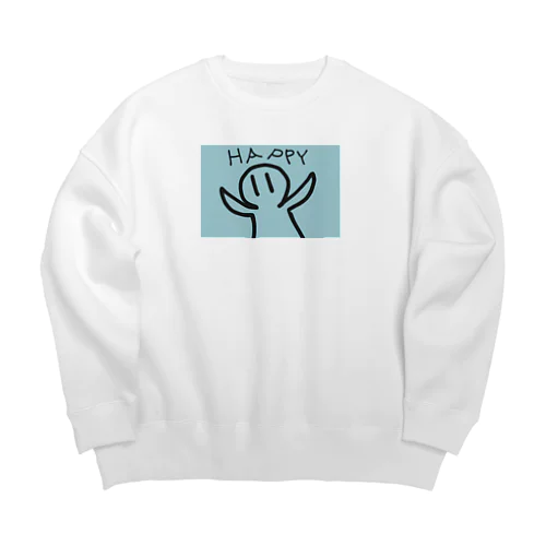 HAPPYなコンセント君（水色） Big Crew Neck Sweatshirt