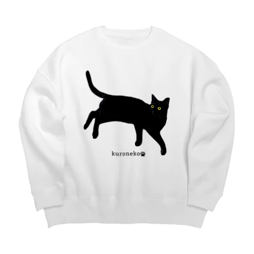 見返り美ニャン　黒猫 Big Crew Neck Sweatshirt