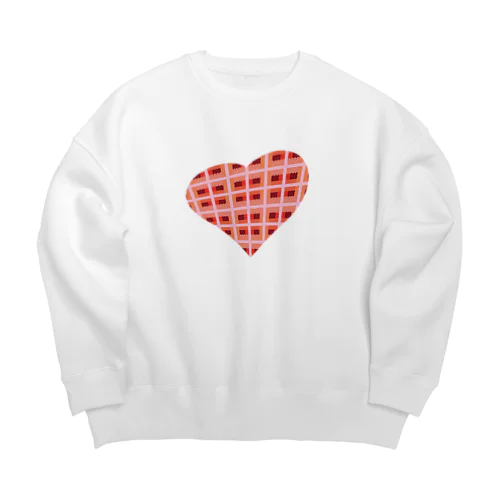 checkered heart♡ Big Crew Neck Sweatshirt