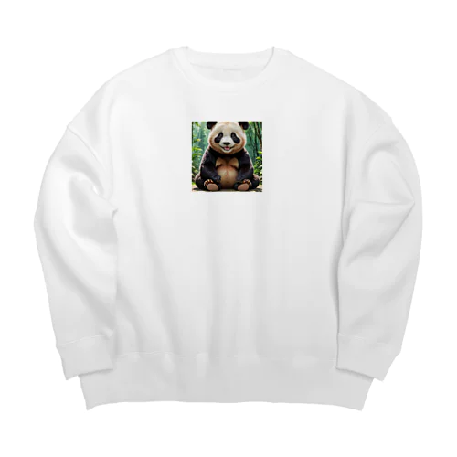 笑顔がかわいいパンダ Big Crew Neck Sweatshirt