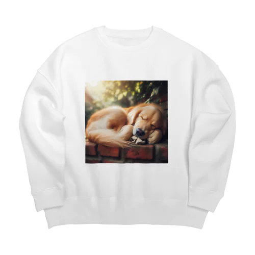 犬がぐっすり眠っている姿、超キュート！🐶💤 Big Crew Neck Sweatshirt