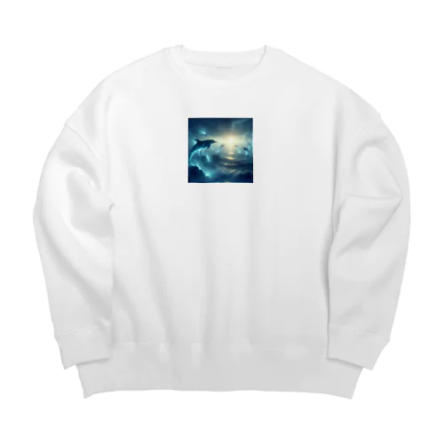 神秘的なイルカ Big Crew Neck Sweatshirt