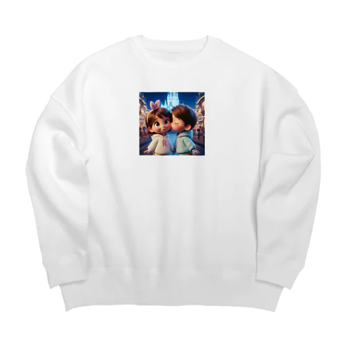 ピクサー風カップル Big Crew Neck Sweatshirt