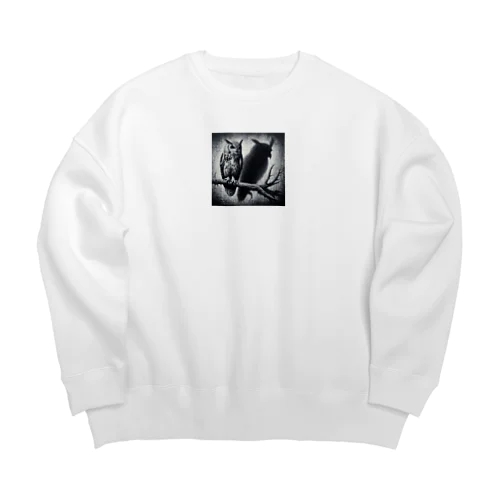 不思議な魅力漂う梟 Big Crew Neck Sweatshirt