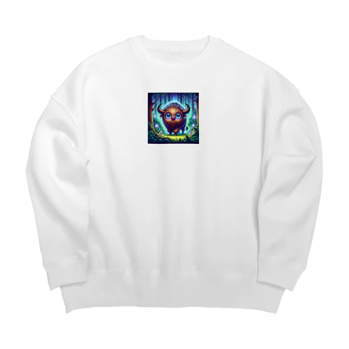 不気味で可愛いバイソン001 Big Crew Neck Sweatshirt