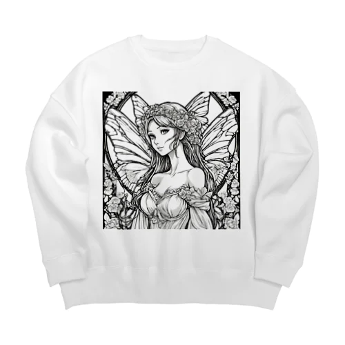 妖精の花嫁シリーズ　モノトーン　バストアップ Big Crew Neck Sweatshirt