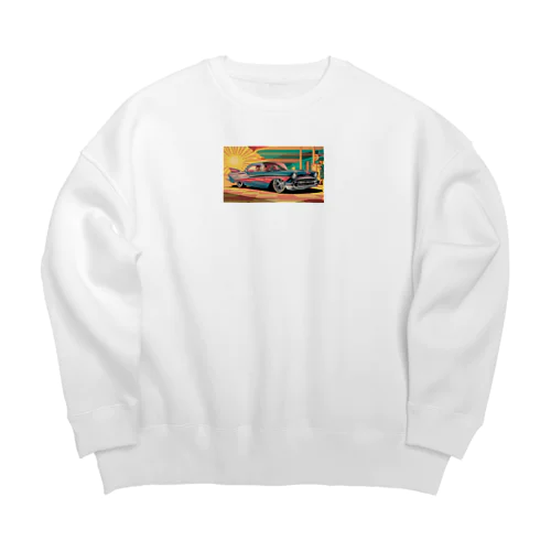 レトロな車 Big Crew Neck Sweatshirt