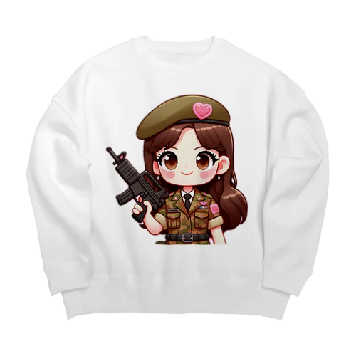 army girl Big Crew Neck Sweatshirt