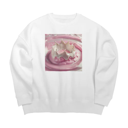 “ピンクのミルククラウン Big Crew Neck Sweatshirt