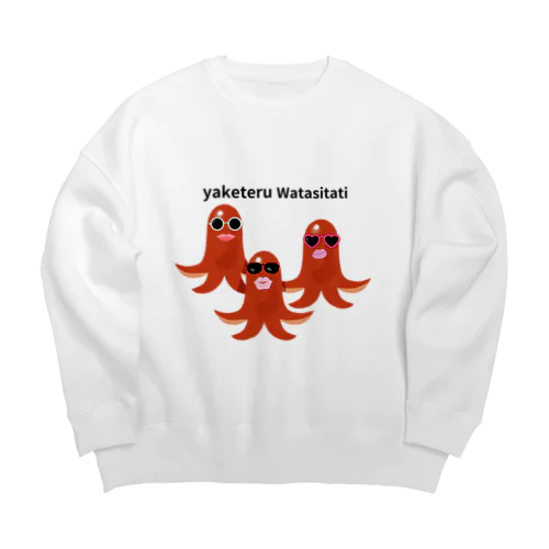 yaketeru watasitati Big Crew Neck Sweatshirt