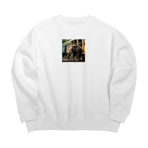 汽車と象 Big Crew Neck Sweatshirt