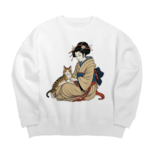 いつの時代も猫が好き Big Crew Neck Sweatshirt