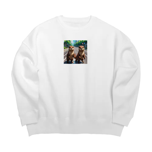 冒険中のカワウソ兄弟 Big Crew Neck Sweatshirt